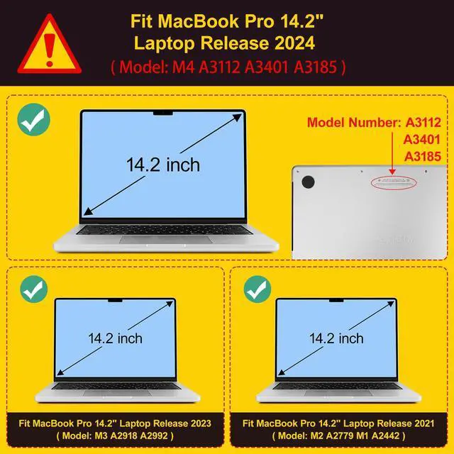 Alt view image 2 of 5 - Mektron for M4 MacBook Pro 14-inch Case 2024 A3112 A3401 A3185 Fits 2023/2021 M3 A2918 A2992 M2 A2779 M1 A2442 Pro/Max, Printed Plastic Hard Shell Laptop Cover, Cute Turtle