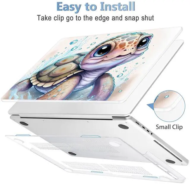 Alt view image 3 of 5 - Mektron for M4 MacBook Pro 14-inch Case 2024 A3112 A3401 A3185 Fits 2023/2021 M3 A2918 A2992 M2 A2779 M1 A2442 Pro/Max, Printed Plastic Hard Shell Laptop Cover, Cute Turtle