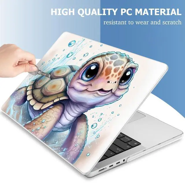 Alt view image 4 of 5 - Mektron for M4 MacBook Pro 14-inch Case 2024 A3112 A3401 A3185 Fits 2023/2021 M3 A2918 A2992 M2 A2779 M1 A2442 Pro/Max, Printed Plastic Hard Shell Laptop Cover, Cute Turtle