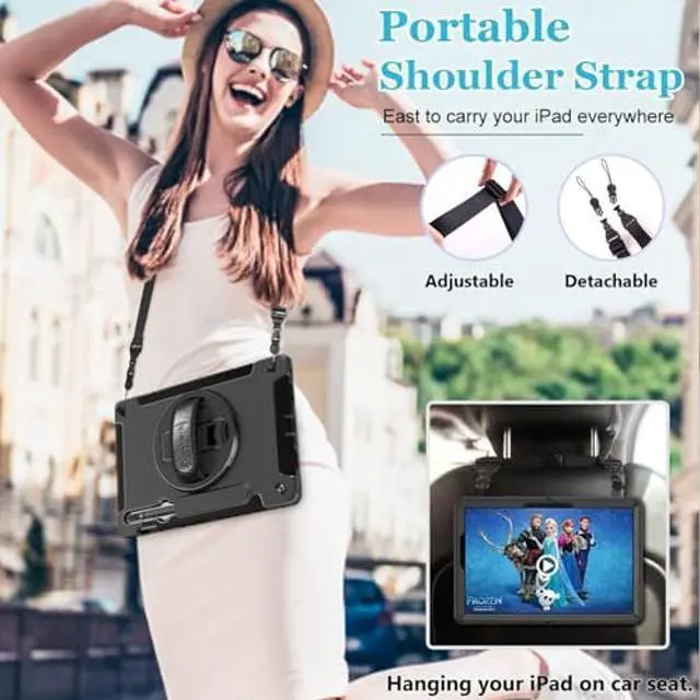 Alt view image 4 of 5 - Case for Galaxy Tab S7 FE/S7 Plus/S8 Plus 12.4 INCH: TPU Protective Cover for Samsung Tablet S7 FE/S7 Plus/S8 Plus 12.4 with Screen Protector-Stand- Handle + Shoulder Strap-S-Pen Holder- Black