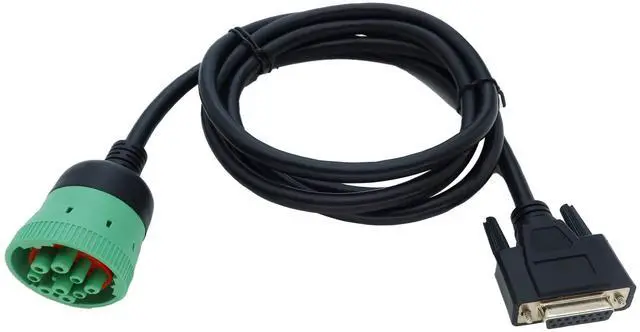 Alt view image 5 of 5 - Type2 Green 9Pin J1939 to DB15 ELD Cable for Fleet Management ELD Device for Freightliner 6.6ft/2M
