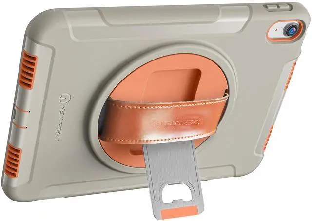 Alt view image 2 of 5 - New Trent Original Rugged iPad Case for iPad 11 (A16) 11-inch (2025) & iPad 10th Gen 10.9-inch (2022) | 360deg Rotating Kickstand, Premium Genuine Leather Hand Strap, Built-in Screen Protector