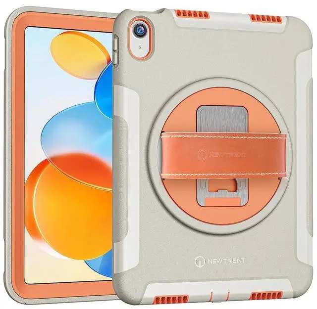 Alt view image 3 of 5 - New Trent Original Rugged iPad Case for iPad 11 (A16) 11-inch (2025) & iPad 10th Gen 10.9-inch (2022) | 360deg Rotating Kickstand, Premium Genuine Leather Hand Strap, Built-in Screen Protector