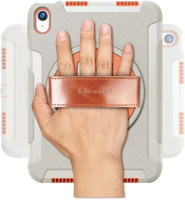 Alt view image 5 of 5 - New Trent Original Rugged iPad Case for iPad 11 (A16) 11-inch (2025) & iPad 10th Gen 10.9-inch (2022) | 360deg Rotating Kickstand, Premium Genuine Leather Hand Strap, Built-in Screen Protector