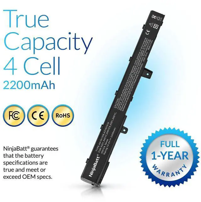 Alt view image 3 of 5 - NinjaBatt Battery for Asus X551 X551M A31N1319 X551C A41N1308 X551MA D550 X551CA A31LJ91 X451 X451C 00B110-00250600 0B110-00250100 - High Performance [4 Cells/2200mAh/32wh]