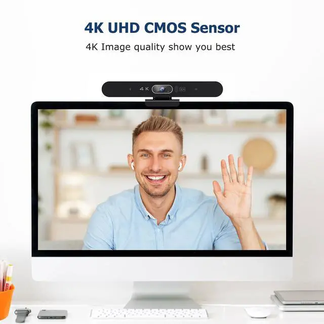 Alt view image 2 of 5 - Conference Room Camera, All-in-One 4K Webcam with Microphone and Speaker, AI Tracking and Auto Framing, Wide Angle of View, Plug and Play USB Webcam for PC, Mac, Meetings, Teams, Zoom & Webex