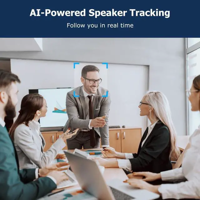 Alt view image 3 of 5 - Conference Room Camera, All-in-One 4K Webcam with Microphone and Speaker, AI Tracking and Auto Framing, Wide Angle of View, Plug and Play USB Webcam for PC, Mac, Meetings, Teams, Zoom & Webex