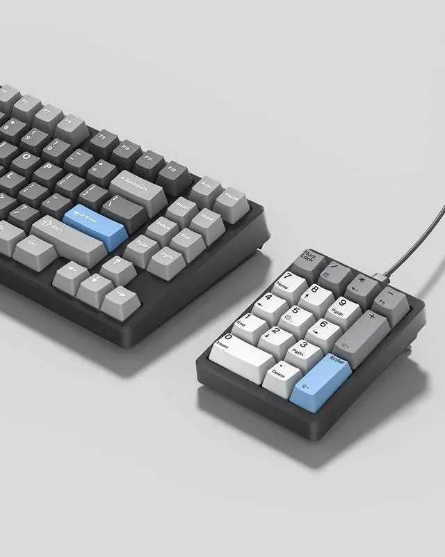 Alt view image 5 of 5 - Kisnt Mechanical Number Pad,Hot Swappable Numpad Wired USB 17 Keys Keypad White Backlit Numeric Keypad with PBT Keycaps for Laptop PC Compact Keyboards (Black, Brown Switch)
