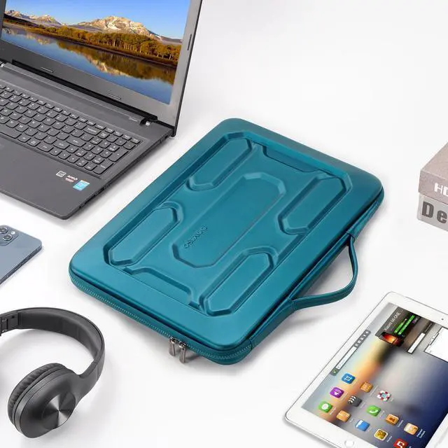 Alt view image 4 of 4 - DOMISO 17 inch Laptop Sleeve with Handle Shockproof Waterproof EVA Protective Case for 17.3" ZBook Fury 17.3 G8/MSI GS73VR Stealth Pro/HP Envy 17/LG Gram 17"/ROG Strix GL702VS, Teal