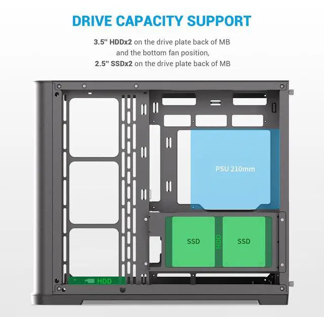 Alt view image 5 of 5 - SAMA V60 Mid Tower PC Case, Curved Tempered Glass Panel, 7×120mm ARGB PWM Fans with Fan Hub, USB Type-C, High Airflow ATX PC Case for Case PC Gaming, Back-Connect Ready, 360mm AIO Support  Black