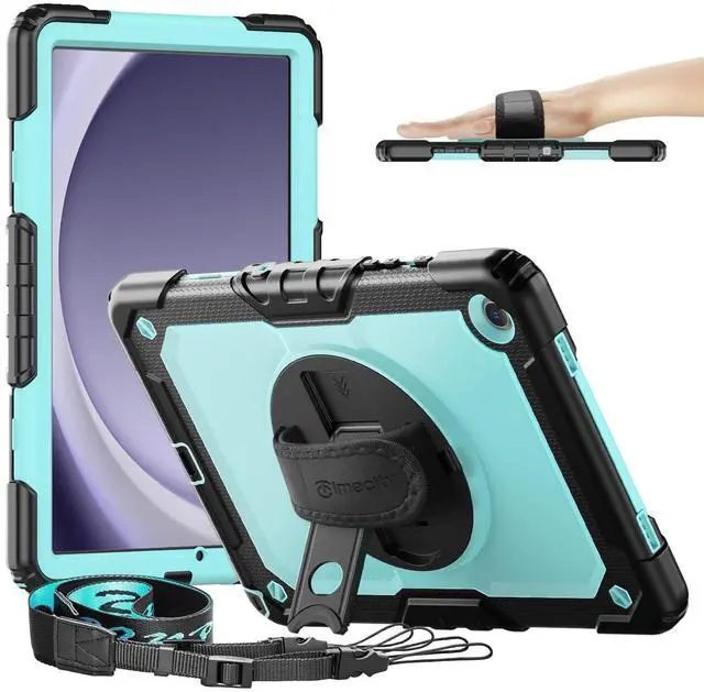 Main image of Timecity for Samsung Galaxy Tab A9 Plus Case 11 inch 2024 (SM-X210/X216/X218), Shockproof Sturdy Protection Case with Screen Protector, 360° Rotating Stand, Handle/Shoulder Strap- Light Blue
