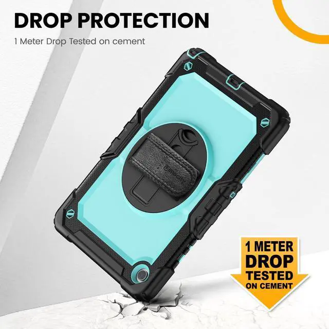 Alt view image 3 of 5 - Timecity for Samsung Galaxy Tab A9 Plus Case 11 inch 2024 (SM-X210/X216/X218), Shockproof Sturdy Protection Case with Screen Protector, 360° Rotating Stand, Handle/Shoulder Strap- Light Blue