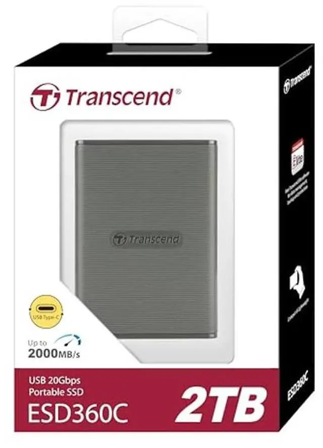 Alt view image 2 of 5 - Transcend 2TB External SSD, USB 3.2 Gen 2 (20Gbps), Up to 2,000MB/s, Portable SSD with 2-in-1 USB-C Cable, for Steam Deck, ROG Ally, MSI Claw, Windows&Mac, iPhone, iPad, Android, PS5, Xbox, Smart TV