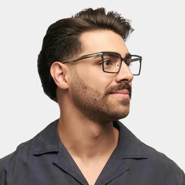 Alt view image 3 of 5 - Zeelool Blue Light Glasses for Men Classic Rectangle Blue Light Blocking Glasses TV Phone Computer Gaming Glasses Sharma ZJGM883077-01 Black