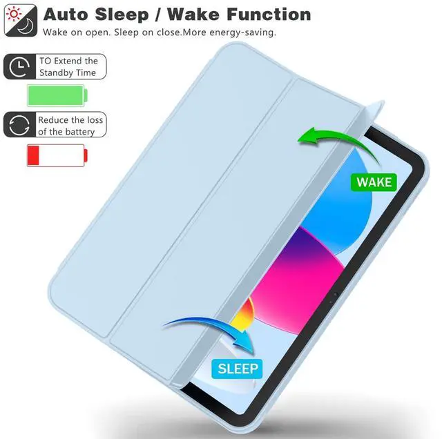 Alt view image 4 of 5 - iMieet iPad (A16) Case 11th Gen/iPad 10th Generation Case [11-Inch 2025/10.9 Inch 2022] with Pencil Holder, Trifold Stand Smart Cover with Soft TPU Back,Auto Wake/Sleep(Sky Blue)