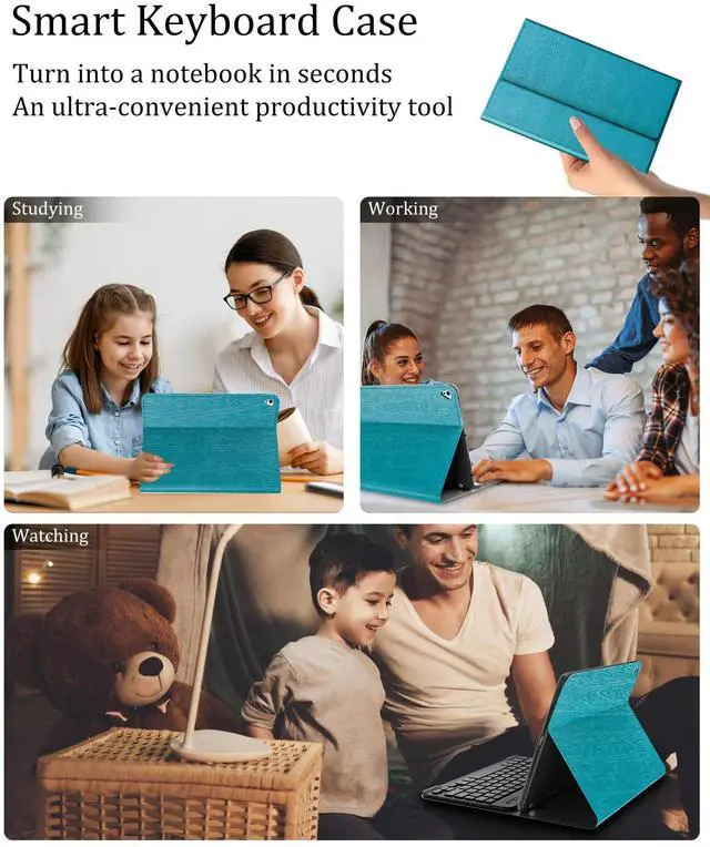 Alt view image 5 of 5 - Keyboard Case for iPad 9th Generation 2021 10.2 Inch, Detachable Wireless Rechargeable Keyboard for iPad 8th/7th Gen, Slim Folio Stand Cover with Pencil Holder for iPad Pro 10.5" / iPad Air 3rd Gen