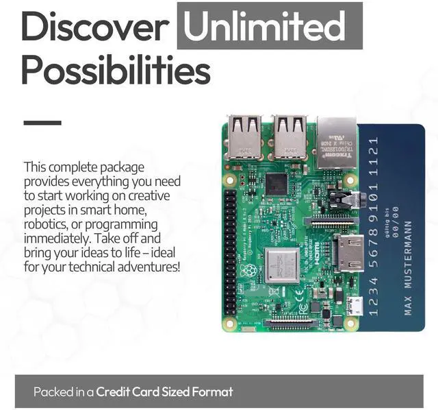 Alt view image 4 of 5 - Raspberry Pi 3 B Starter Kit | Power Supply | Case | 64GB Edition | HDMI Cable 1m | USB Card Reader | Heat Sink | Raspberry Pi 3 B 1GB RAM