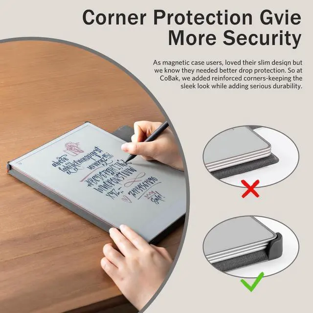 Alt view image 2 of 5 - CoBak Premium Magnetic Case for Remarkable Paper Pro 2024 Released 11.8 inch, PU Leather Smart Auto Sleep/Wake Book Folio Cover with Corner Protection and Pen Holder Strap, Sage