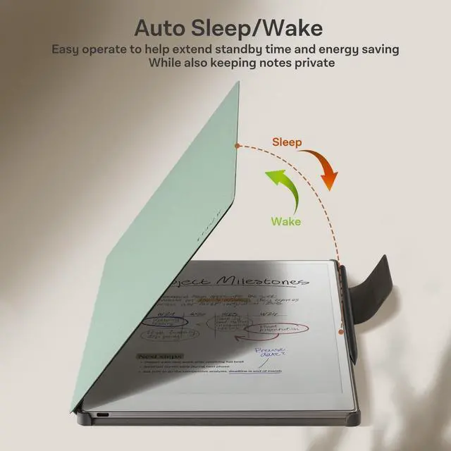 Alt view image 5 of 5 - CoBak Premium Magnetic Case for Remarkable Paper Pro 2024 Released 11.8 inch, PU Leather Smart Auto Sleep/Wake Book Folio Cover with Corner Protection and Pen Holder Strap, Sage