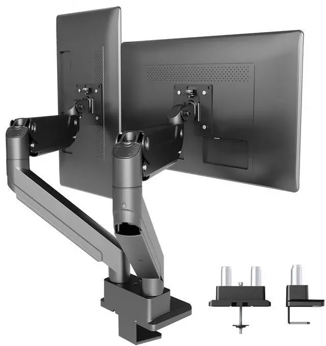 Main image of Claiks Dual Monitor Mount for Max 35 inch Screens Stand up to Max 89 lbs, Ergonomic Gas Spring Heavy-Duty Adjustable Monitor Arm, with Clamp and Grommet Base, VESA Mounting Holes 75&100mm, Black