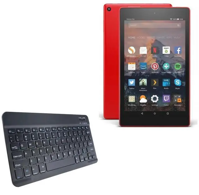 Main image of BoxWave Keyboard Compatible with Amazon Fire HD 8 (7th Gen 2017) - SlimKeys Bluetooth Keyboard, Portable Thin with Chiclet-Style Keys - Jet Black