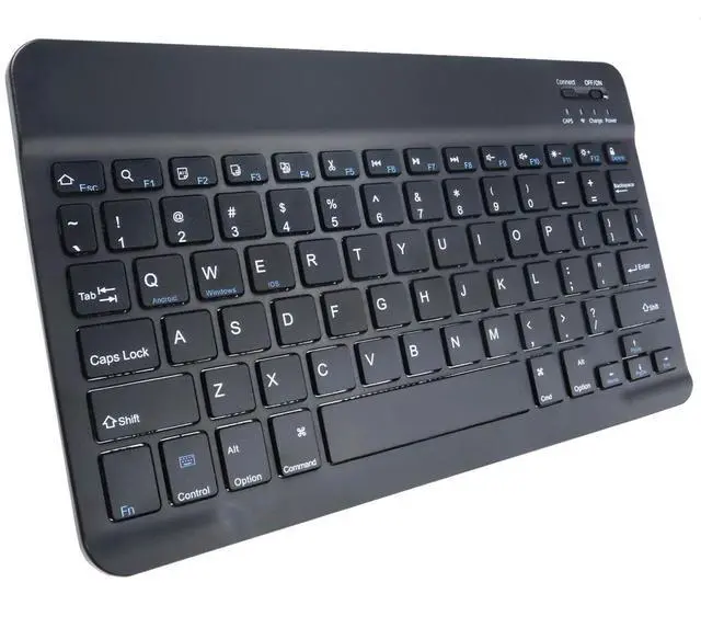 Alt view image 2 of 5 - BoxWave Keyboard Compatible with Amazon Fire HD 8 (7th Gen 2017) - SlimKeys Bluetooth Keyboard, Portable Thin with Chiclet-Style Keys - Jet Black