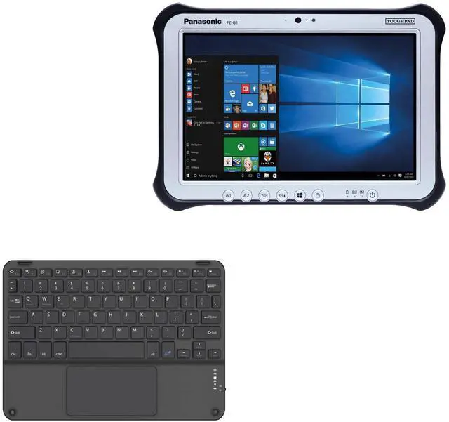 Main image of BoxWave Keyboard Compatible with Panasonic Toughpad FZ-G1 - SlimKeys Bluetooth Keyboard with Trackpad, Portable Slim TouchPad - Jet Black