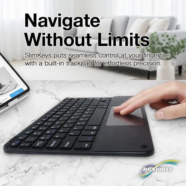 Alt view image 3 of 5 - BoxWave Keyboard Compatible with Panasonic Toughpad FZ-G1 - SlimKeys Bluetooth Keyboard with Trackpad, Portable Slim TouchPad - Jet Black