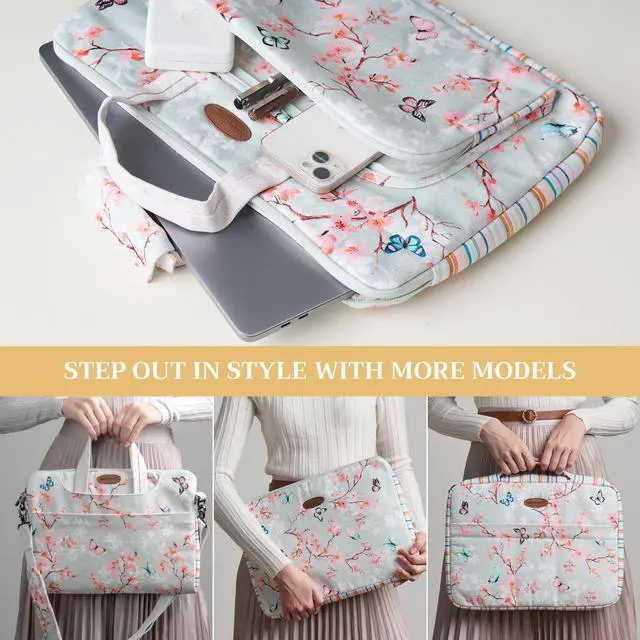 Alt view image 5 of 5 - Maison d'Hermine Laptop Bag with Pocket upto 15.6 inch Stain and water repellent Cotton canvas - Blossom In Spring