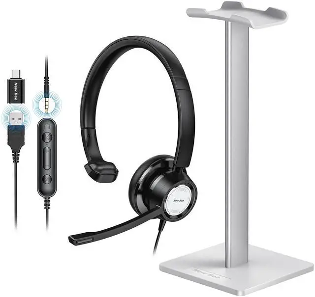 Main image of New bee USB Headset with Microphone for PC Computer Headset & Headphone Stand