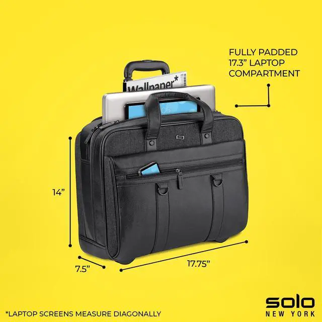 Alt view image 3 of 5 - Solo New York Rolling Case with Wheels - Roller Laptop Bag, Wheeled Briefcase for Women & Men, Carry On Size for Travel, Fits 17.3" Computer - MacDougal, Black
