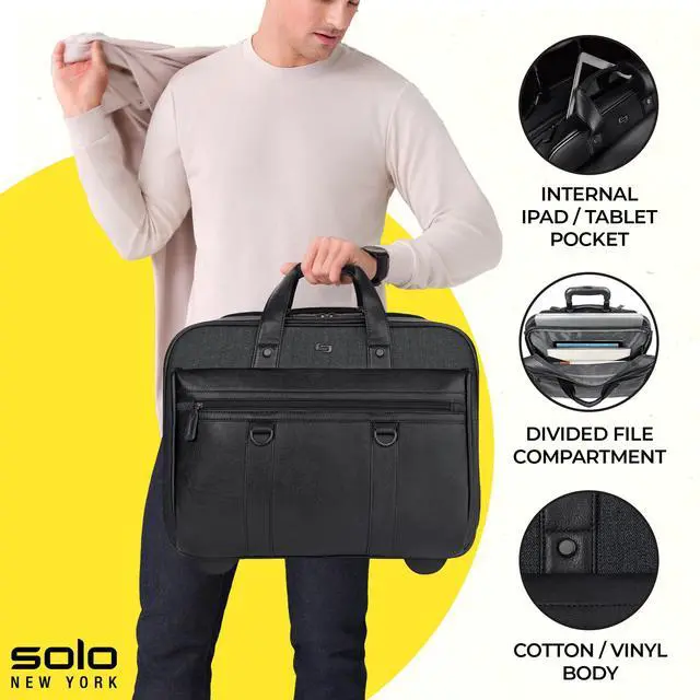 Alt view image 2 of 5 - Solo New York Rolling Case with Wheels - Roller Laptop Bag, Wheeled Briefcase for Women & Men, Carry On Size for Travel, Fits 17.3" Computer - MacDougal, Black