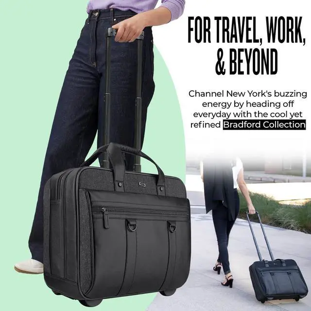 Alt view image 5 of 5 - Solo New York Rolling Case with Wheels - Roller Laptop Bag, Wheeled Briefcase for Women & Men, Carry On Size for Travel, Fits 17.3" Computer - MacDougal, Black