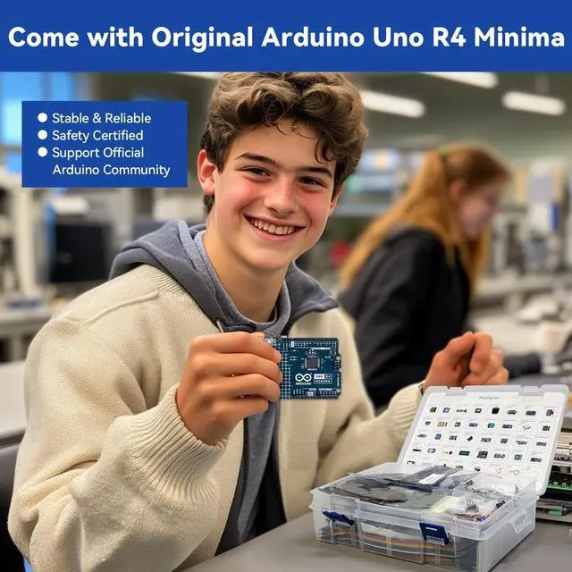Alt view image 2 of 5 - SunFounder Ultimate Sensor Kit with Original Arduino Uno R4 Minima, RoHS Compliant, Durable Sensors IoT ESP8266 IIC LCD1602 OLED, Online Tutorials & Video Courses for Beginners & Engineers