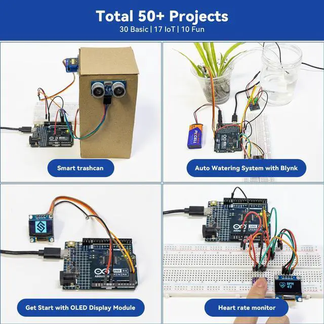 Alt view image 4 of 5 - SunFounder Ultimate Sensor Kit with Original Arduino Uno R4 Minima, RoHS Compliant, Durable Sensors IoT ESP8266 IIC LCD1602 OLED, Online Tutorials & Video Courses for Beginners & Engineers