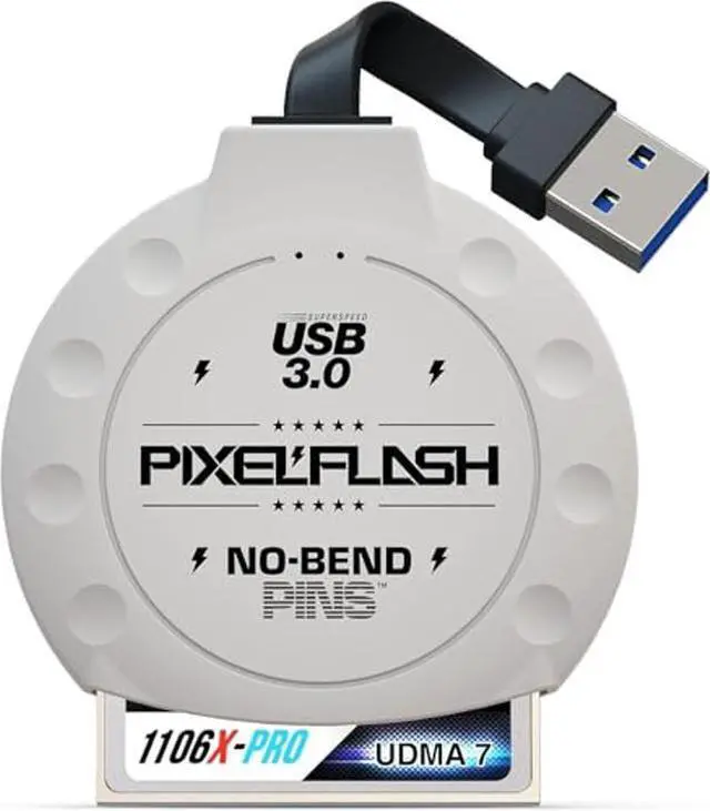 Alt view image 2 of 5 - PixelFlash CF Card Reader (White) - Compact Flash Memory Card Adapter with Cabled USB 3.0, 5GB/s File Transfer, No-Bend Pins, Supports UDMA-7, Anti-Slip & Anti-Scratch, Compatible to Most Brands & OS