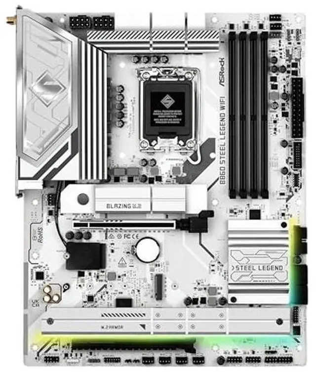 Alt view image 2 of 5 - ASRock B860 Steel Legend WiFi 6E LGA1851 Intel Core Ultra (Series 2) DDR5 8666+ (OC) MHz 256GB M.2 ATX Motherboard Thunderbolt SATA3 6.0 Gb/s PCIe 5.0 2.5G LAN HDMI DisplayPort BIOS Flashback
