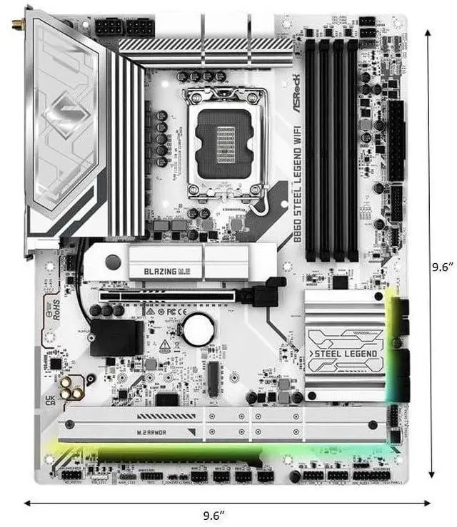 Alt view image 5 of 5 - ASRock B860 Steel Legend WiFi 6E LGA1851 Intel Core Ultra (Series 2) DDR5 8666+ (OC) MHz 256GB M.2 ATX Motherboard Thunderbolt SATA3 6.0 Gb/s PCIe 5.0 2.5G LAN HDMI DisplayPort BIOS Flashback