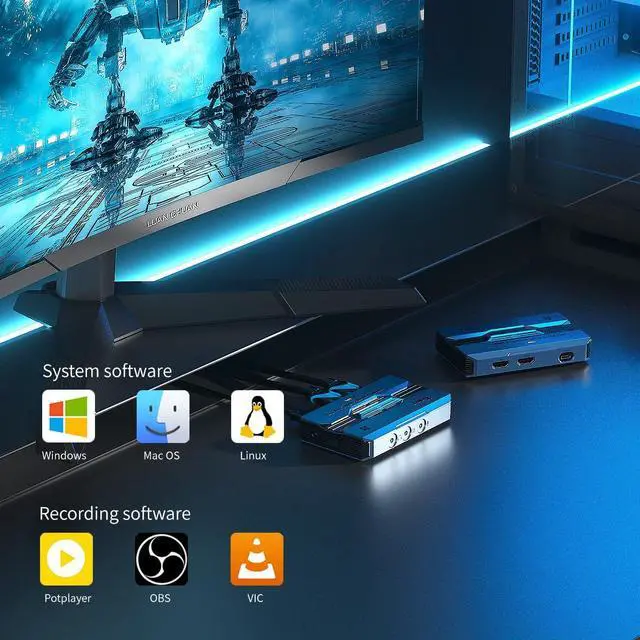 Alt view image 3 of 5 - 4K@60fps Capture Card, Yinker 2K@144fps 1080p@240fps Video Capture Card, HDR & VRR Capture and Loop-Out, No Latency for Live Streaming, Gaming, Camera, Switch, Xbox and PS5