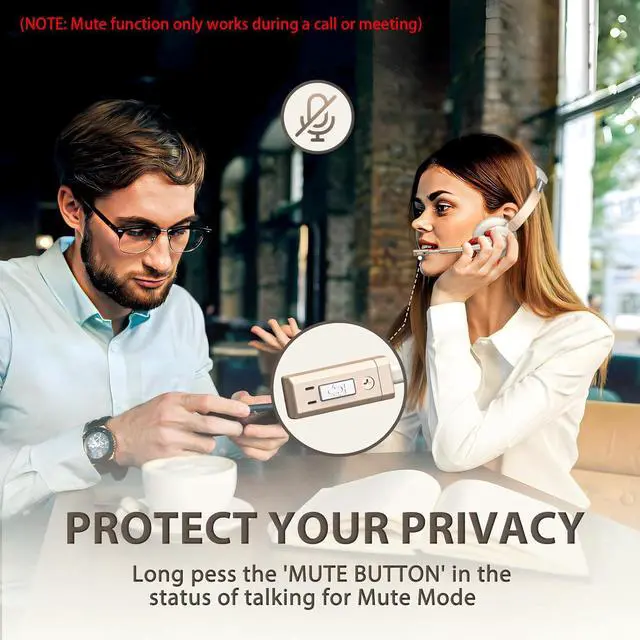 Alt view image 5 of 5 - Wireless Headset, Bluetooth Headset with Microphone, AI Noise Canceling Mic & USB Dongle, Wireless Headphones with Mic Mute & Charging Base for Work from Home/Office/Call Center/PC/Laptop/Zoom