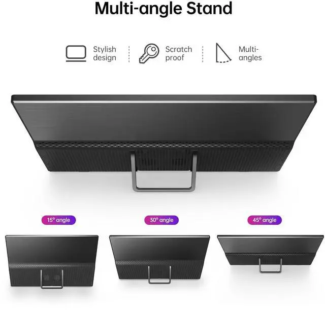 Alt view image 5 of 5 - Yxk Portable Monitor 15.6 Inch 1080P USB-C HDMI Ultra-Slim Travel Monitor with Kickstand, for Laptop, PC, Mac Phone, PS, Xbox, Swich IPS Ultra-Thin Zero Frame Gaming