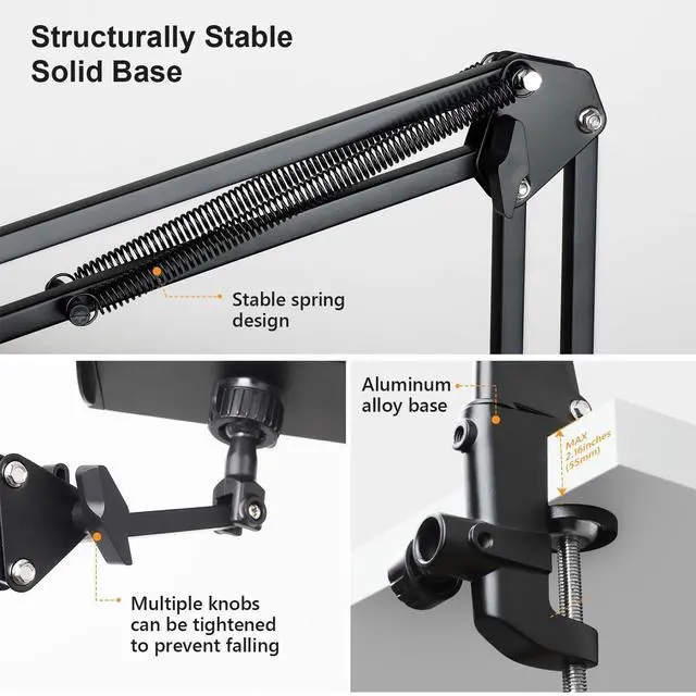 Alt view image 4 of 5 - IceFun Tablet Floor Stand with Two Bases, Adjustable Universal Metal Tablet Stand Holder Supports Both Floor and Desktop UseCompatible with iPad/iPhone/Kindle or Other 4.7~13Devices