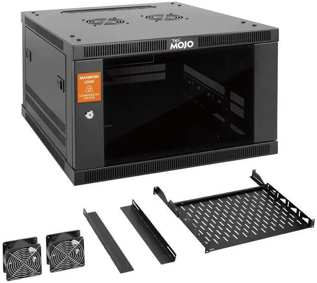 Main image of Tecmojo 6U Wall Mount Rack Cabinet, Heavy-Duty 176 Lbs High Load Capacity, 19 Enclosed Server Network Rack with Glass Door, 23.6 Deep  Elite Collection