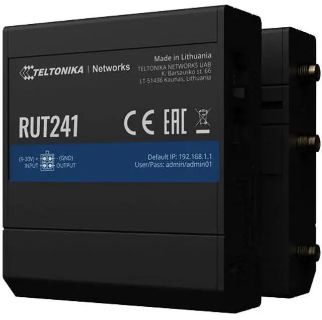 Alt view image 2 of 5 - RUT241 (EU) 4G LTE Router Teltonika RUT241, Cellular, W126926282 (Teltonika RUT241, Cellular Network Router, Black, Aluminium, Plastic, DIN-Rail, Industrial, Gigabit)
