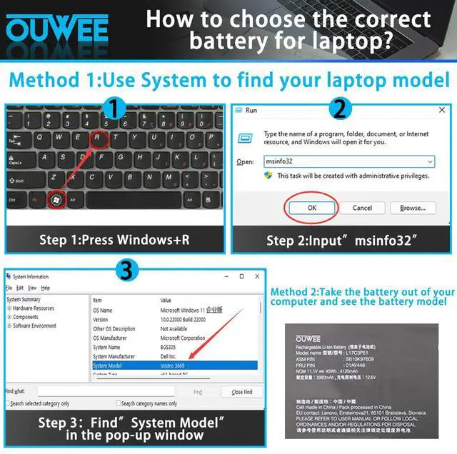 Alt view image 4 of 5 - OUWEE L17C3P51 Laptop Battery Compatible with Lenovo ThinkPad E14 E15 E480 E485 E495 E580 E585 E490 E590 E595 Series SB10K97609 01AV448 L17M3P52 01AV447 L17L3P51 01AV445 L17M3P51 01AV446 11.1V 45Wh