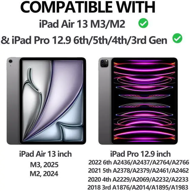 Alt view image 2 of 5 - Keyboard Case for iPad Pro 12.9 inch 6th 5th 4th 3rd Generation - Keyboard for iPad Air 13 (M3/M2) Case with Pen Holder - 7 Colors Backlight, Detachable Bluetooth Keypad, Auto Sleep/Wake Folio (Navy)
