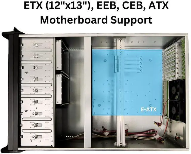 Alt view image 2 of 5 - RackOwl 4U Server Chassis Rackmount Server Case; 8X HDD Bays & 3X 5.25 Devices; E-ATX/CEB/ATX Motherboards; Fan: Front 2X 120mm, Mid 3X 120mm, Rear 2X 80mm, Front Panel Lock, Size:16.8X 7.0X 25.0