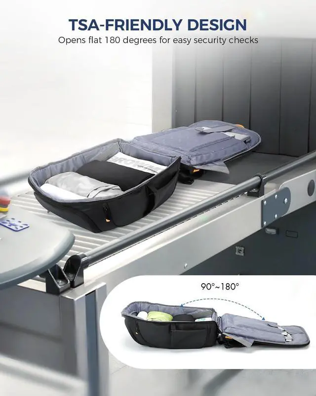 Alt view image 4 of 5 - Ponhog 17 Inch Laptop Backpack for Men, Business Travel Anti-Theft Backpack with USB Charging Port, Water Resistant Computer Bag Carry On Flight Approved for Work College Weekender, Black