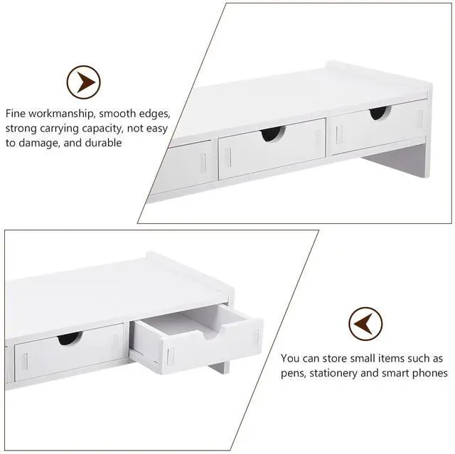 Alt view image 3 of 5 - LIFKOME Monitor Riser Stand, Laptop Stand for Desk Computer Monitor Stand with Drawer Desktop Organizer for Computer Laptop Printer TV Screen Riser