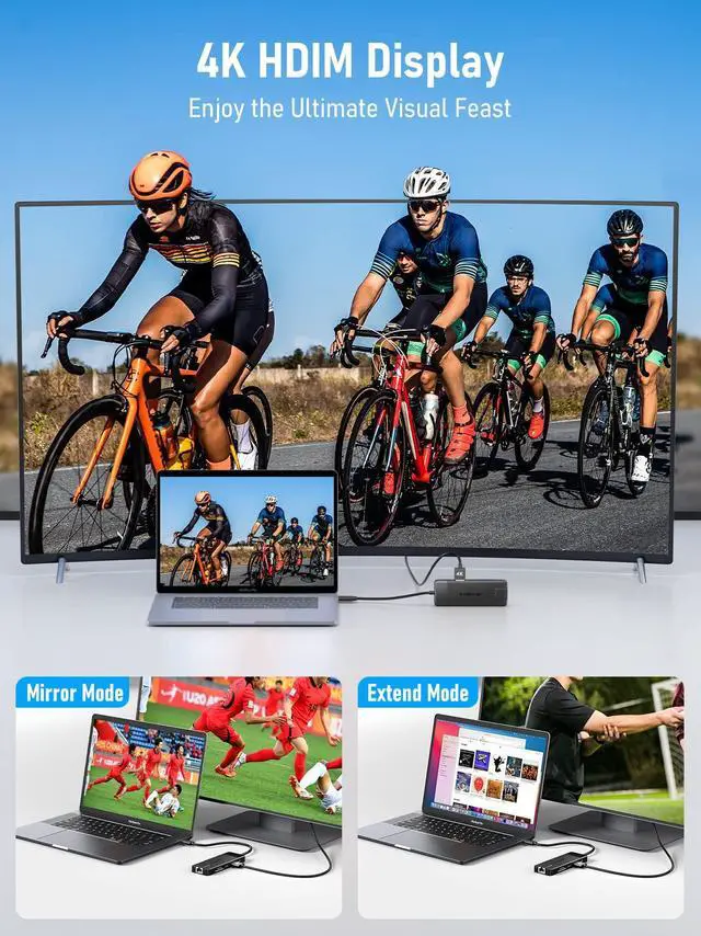 Alt view image 4 of 5 - Lemorele USB C Hub Multiport Adapter 10-in-1 USB C Dongle for MacBook Pro Air, Gigabit Ethernet with 4K HDMI, 100W PD, USB 3.0 5Gbps Port, SD/TF Card Reader Adapter, Compatible for Windows/Mac/iPad